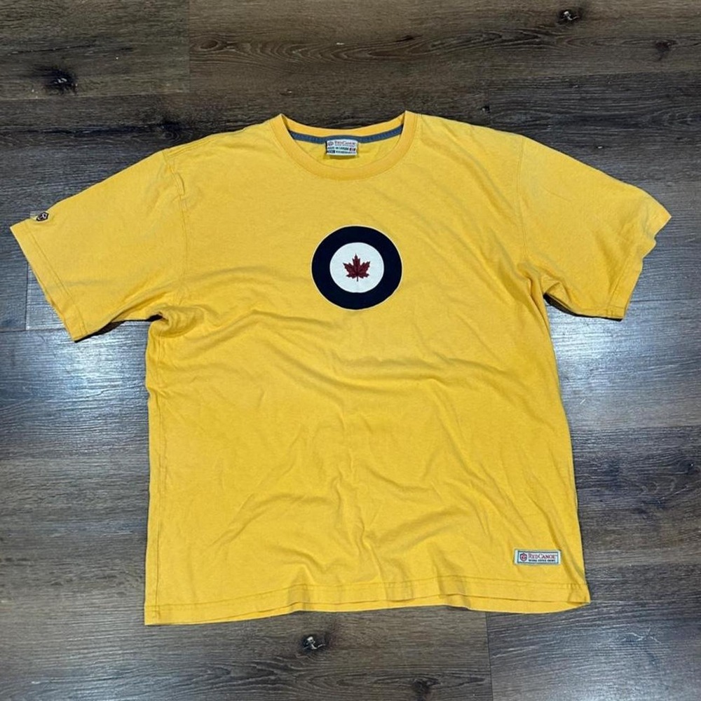 Red Canoe Mens Yellow Maple Leaf Graphic T-Shirt Vintage Canada XXL